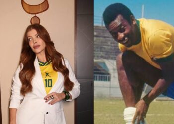 Jaquelline Grohalski desembarca nos Estados Unidos para copa do mundo com mala utilizada pelo rei Pelé