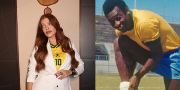 Jaquelline Grohalski desembarca nos Estados Unidos para copa do mundo com mala utilizada pelo rei Pelé